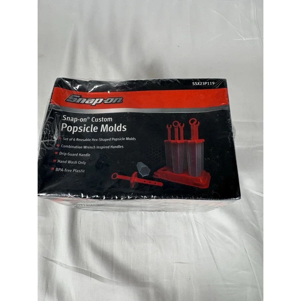 Snap-on Tools Popsicle Mold Set Red 6 Tool Shaped Ice Pop Molds Made in USA